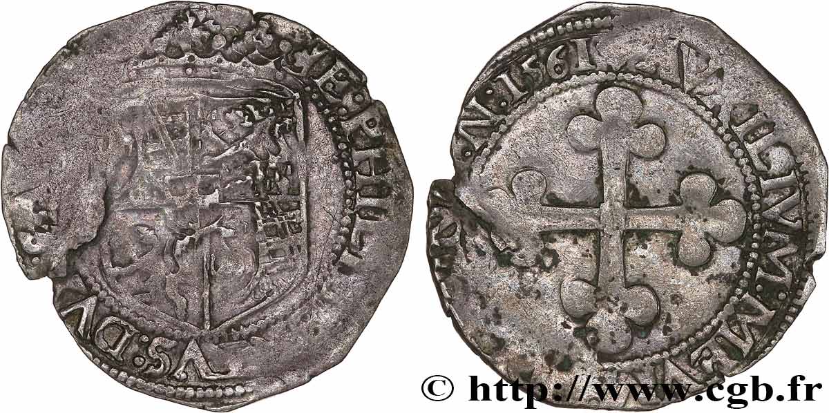 SAVOY - DUCHY OF SAVOY - EMMANUEL-PHILIBERT 3 Grossi, 3e type 1561 Nice XF 