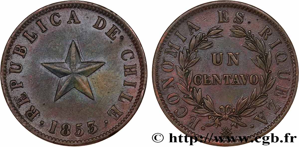 CHILE
 1 Centavo 1853  fVZ 