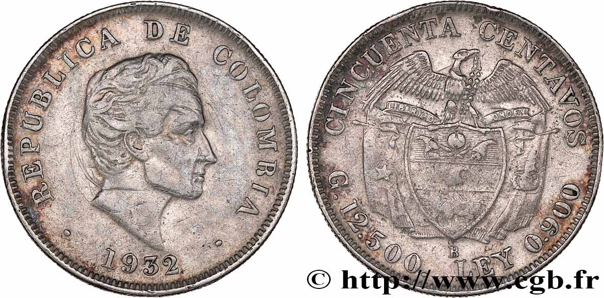 COLOMBIA 50 Centavos 1932 Bogota BB 