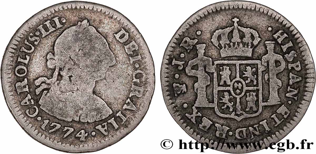 BOLIVIE 1/2 Real Charles III 1774 Potosi TB 