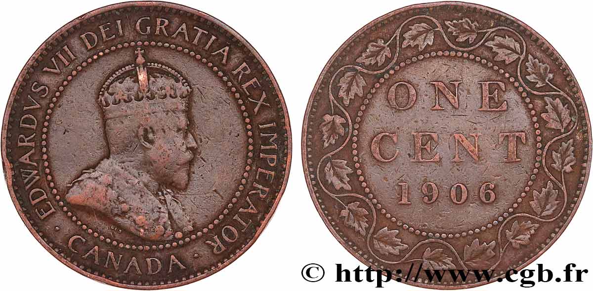 CANADA 1 Cent Edouard VII 1906  TB+ 