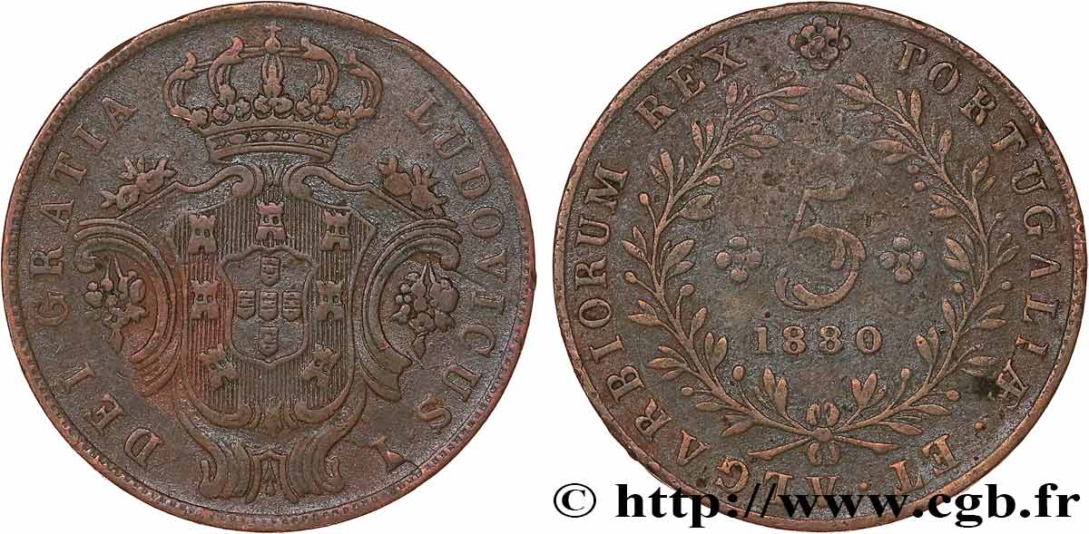 AÇORES 5 Réis Louis Ier 1880  TTB 