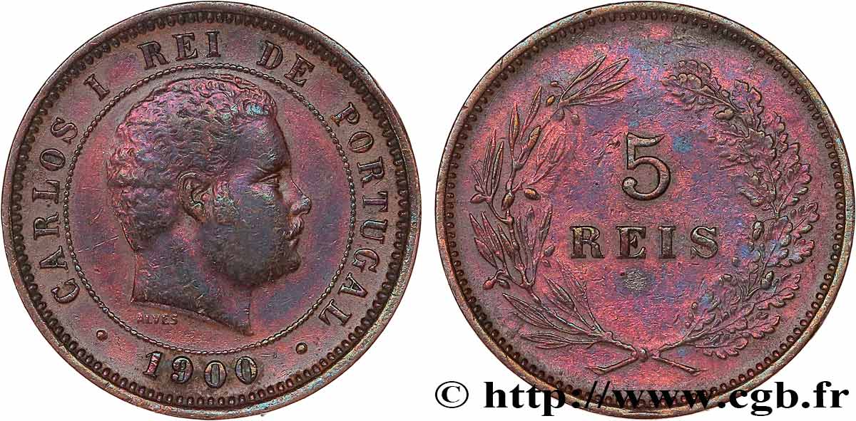 PORTUGAL - KINGDOM OF PORTUGAL - CARLOS I 5 Réis  1900  SS 