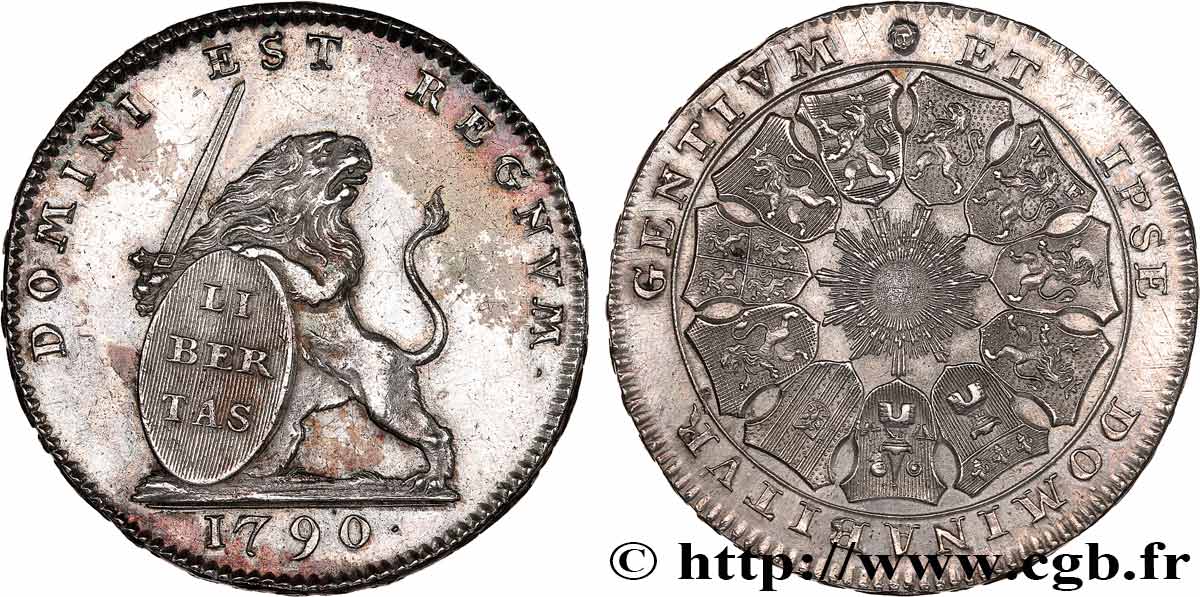 BELGIQUE - ÉTATS UNIS DE BELGIQUE Lion d’argent ou pièce de 3 florins 1790 Bruxelles EBC 