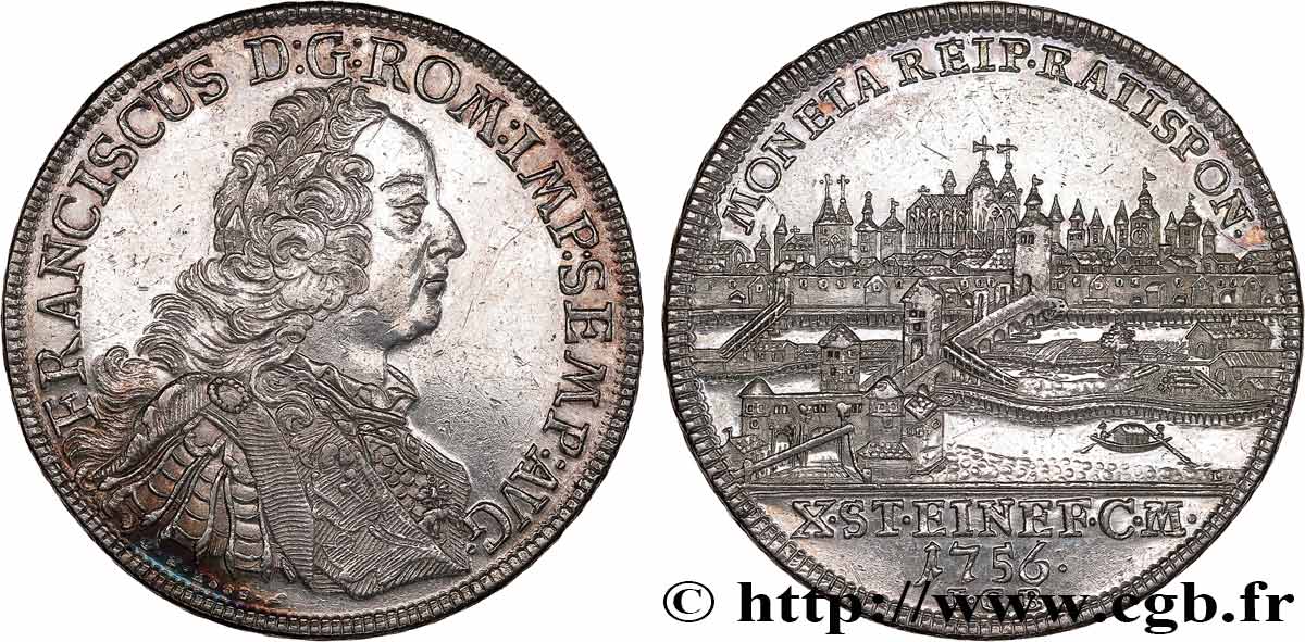 GERMANY - CITY OF REGENSBURG (RATISBON) - FRANCIS I OF LORRAINE Thaler 1756 Regensbourg (Rastibonne) AU 