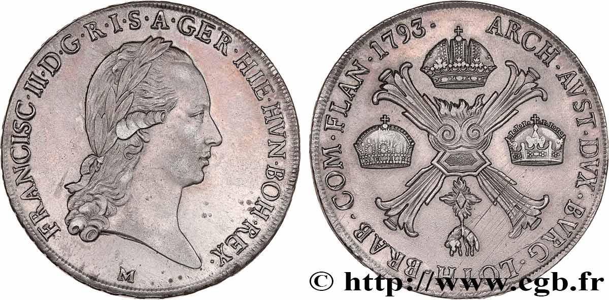 ITALIE - LOMBARDIE - FRANÇOIS II 1 Kronenthaler  1793 Milan - M SUP 