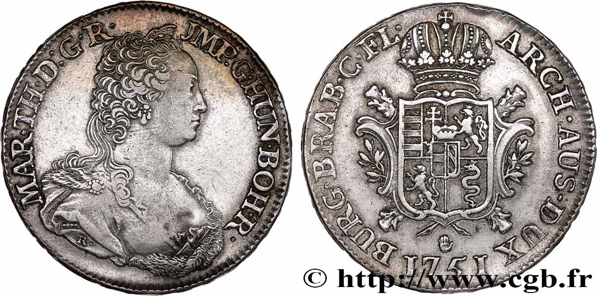 BELGIQUE - PAYS-BAS AUTRICHIENS 1 Ducaton d argent - Marie-Thérèse - Duché de Brabant 1751 Anvers TTB 