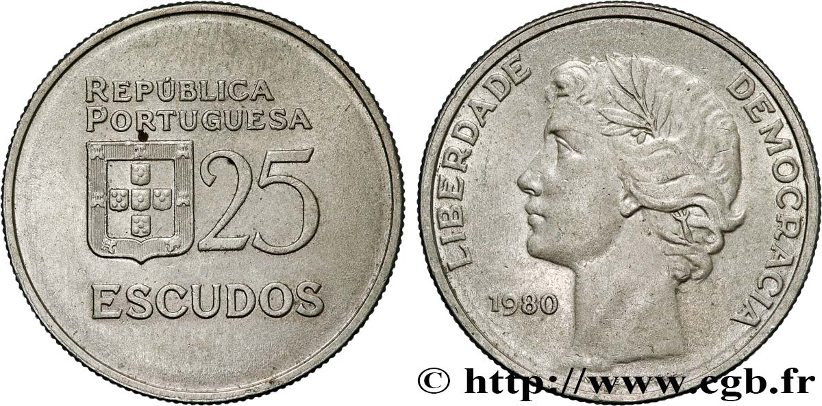 PORTUGAL 25 Escudos “liberté et démocratie” 1981  TTB+ 