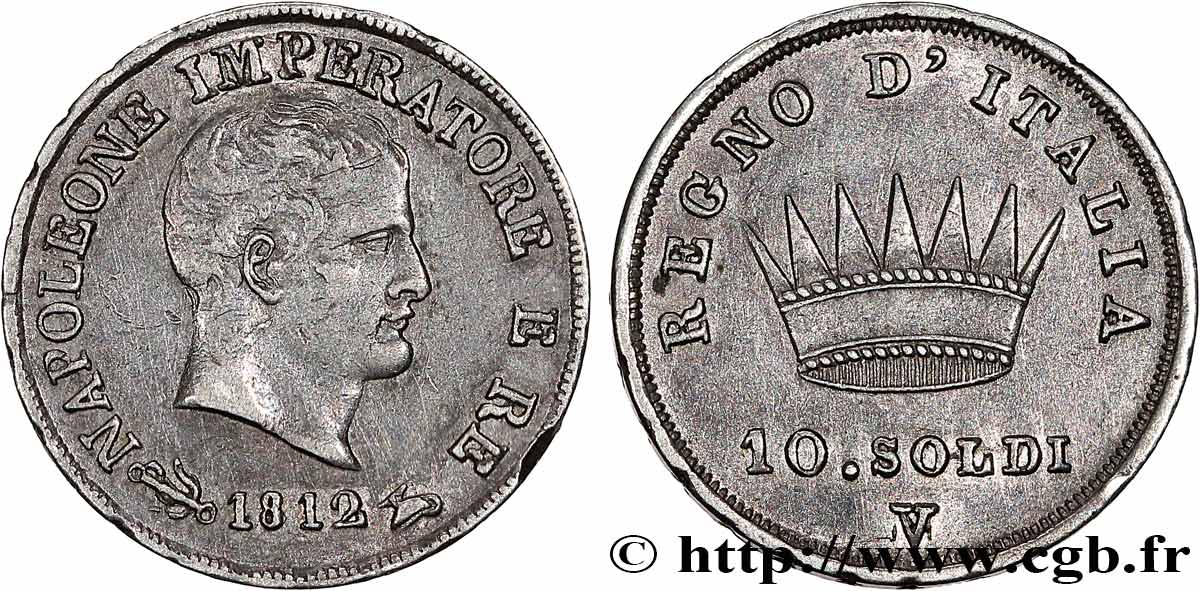 ITALIE - ROYAUME D ITALIE - NAPOLÉON Ier 10 Soldi 1812 Venise TTB 