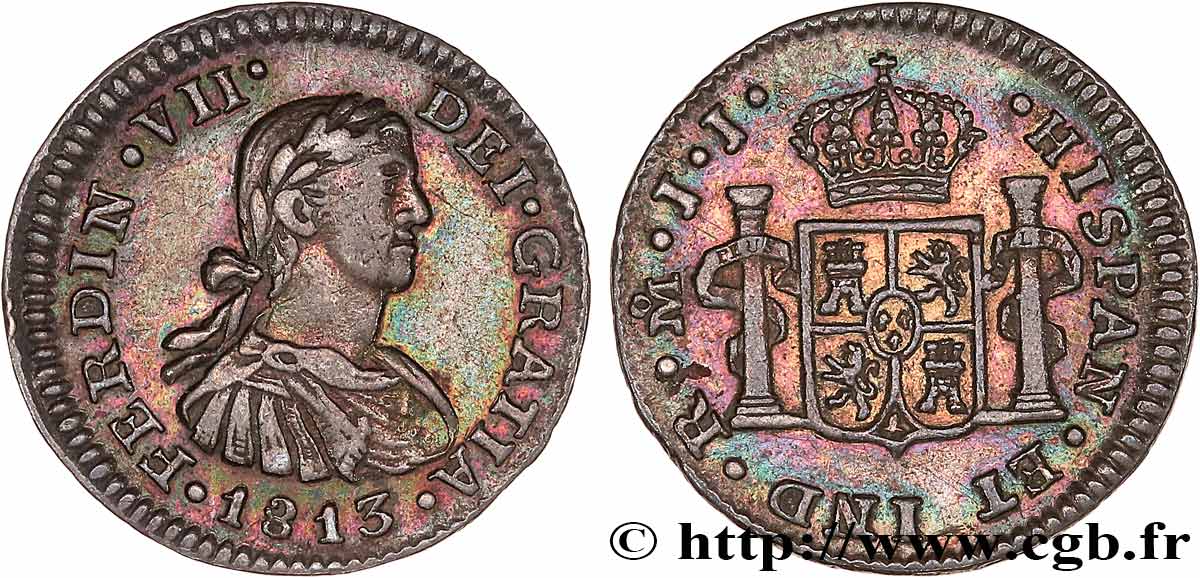 MEXICO - FERDINAND VII 1/2 Real  1813 Mexico AU 