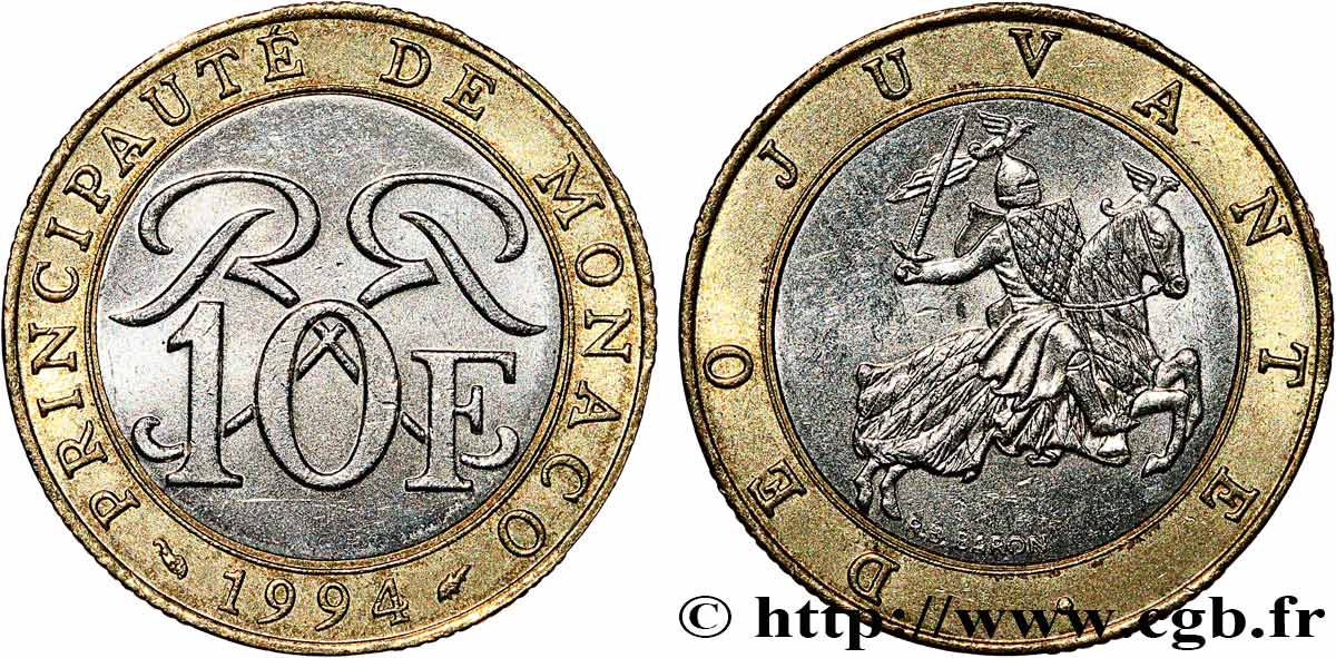 MONACO 10 Francs Rainier III 1994 Paris EBC 