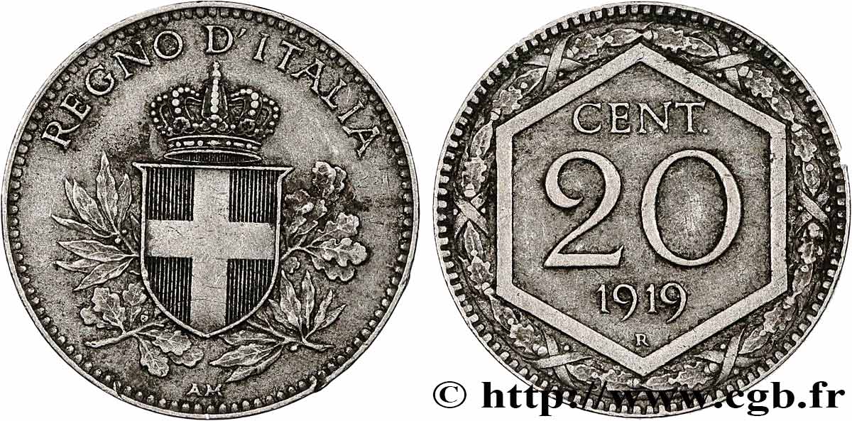 ITALIE 20 Centesimi écu 1919 Rome - R SUP 