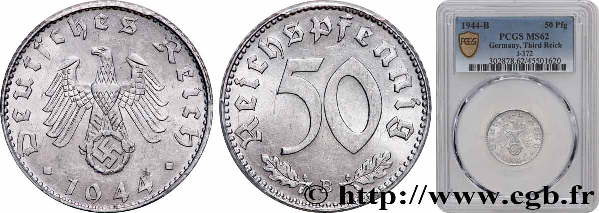 ALLEMAGNE 50 Reichspfennig 1944 Vienne - B SUP62 PCGS