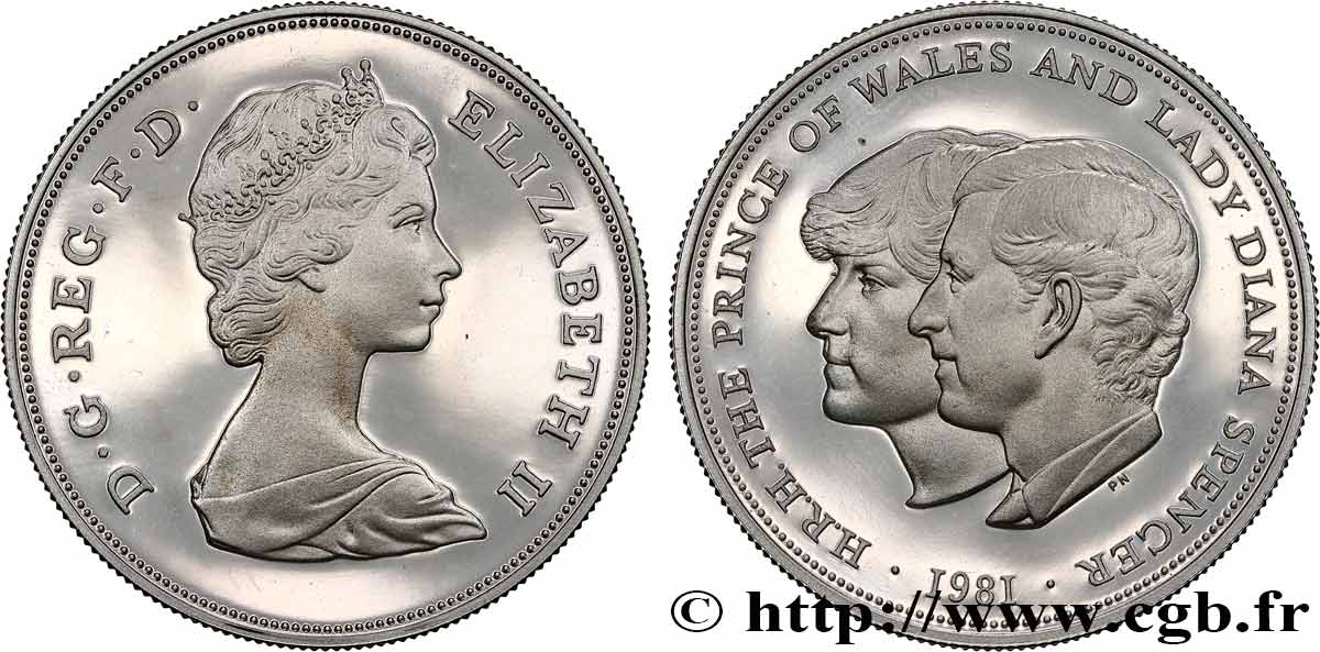 REINO UNIDO 25 New Pence (Crown) Proof mariage du Prince de Galles et de Lady Diana Spencer 1981  SC 