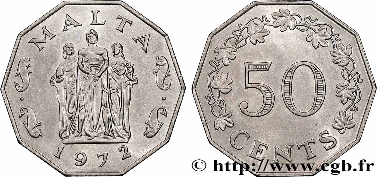 MALTA 50 Cents Monument du Grand Siège 1972  MS 
