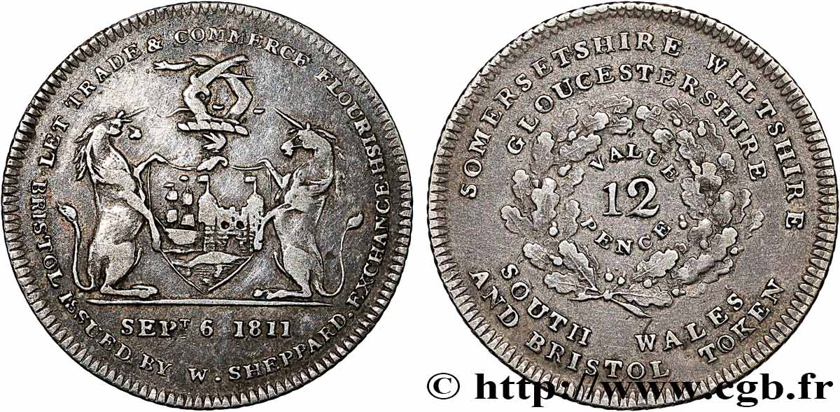 GETTONI BRITANICI 12 Pence Bristol (Somersetshire) 1811  q.SPL 