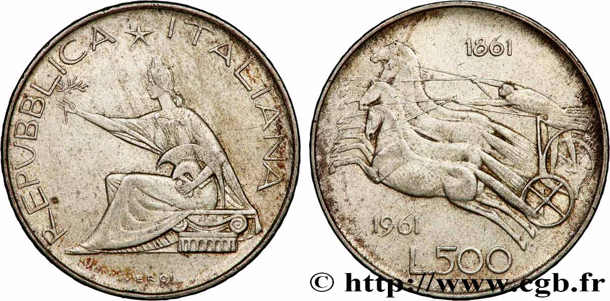 ITALIE 500 Lire Centenaire de l’Unité Italienne 1961 Rome TTB 