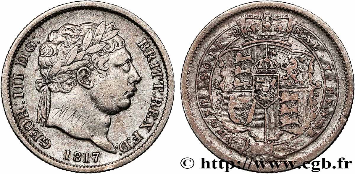 VEREINIGTEN KÖNIGREICH 1 Shilling Georges III 1817  SS 