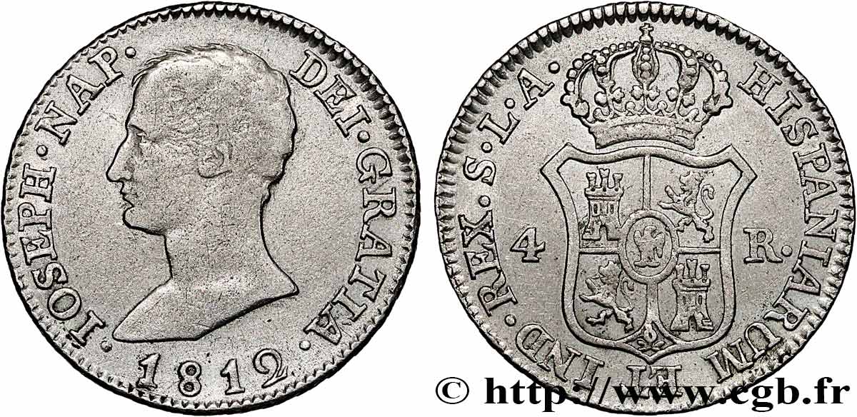 SPAGNA - REGNO DI SPAGNA - GIUSEPPE NAPOLEONE 4 Reales 1812 Séville q.BB 