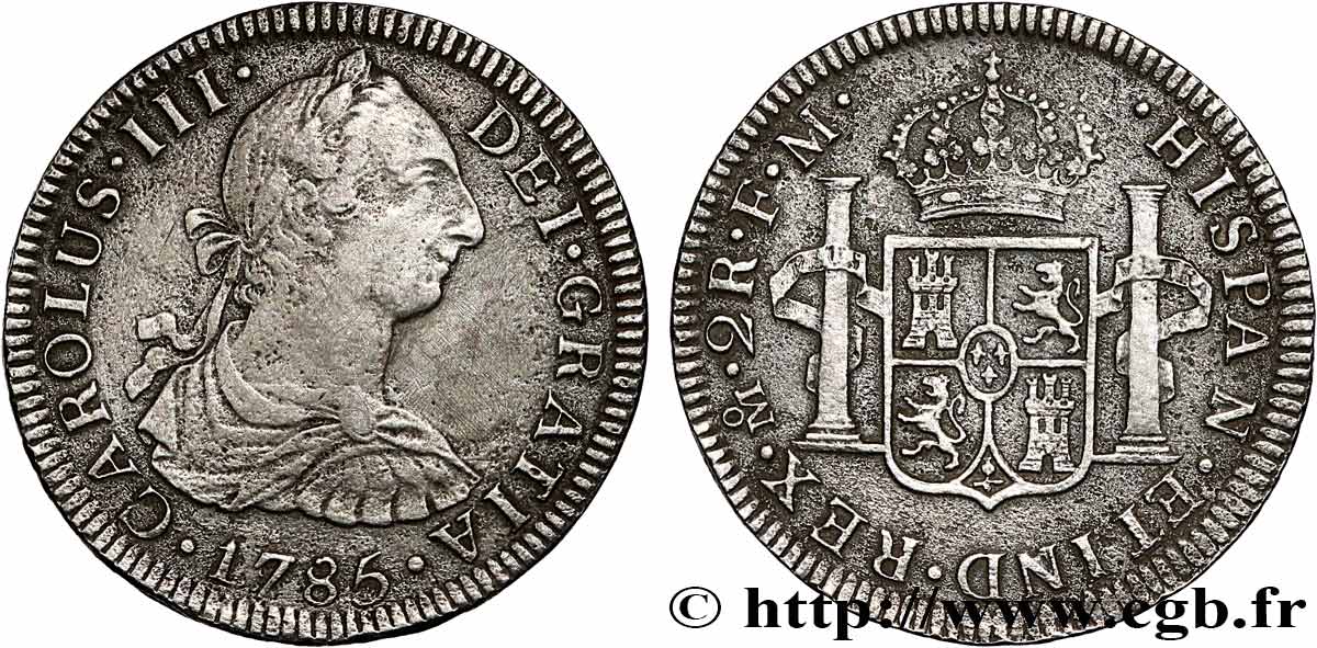 MEXIKO - KARL III. 2 Reales  1785 Mexico SS 