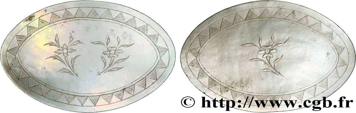 CHINE Jeton de jeux en nacre ovale XIXe  SPL 