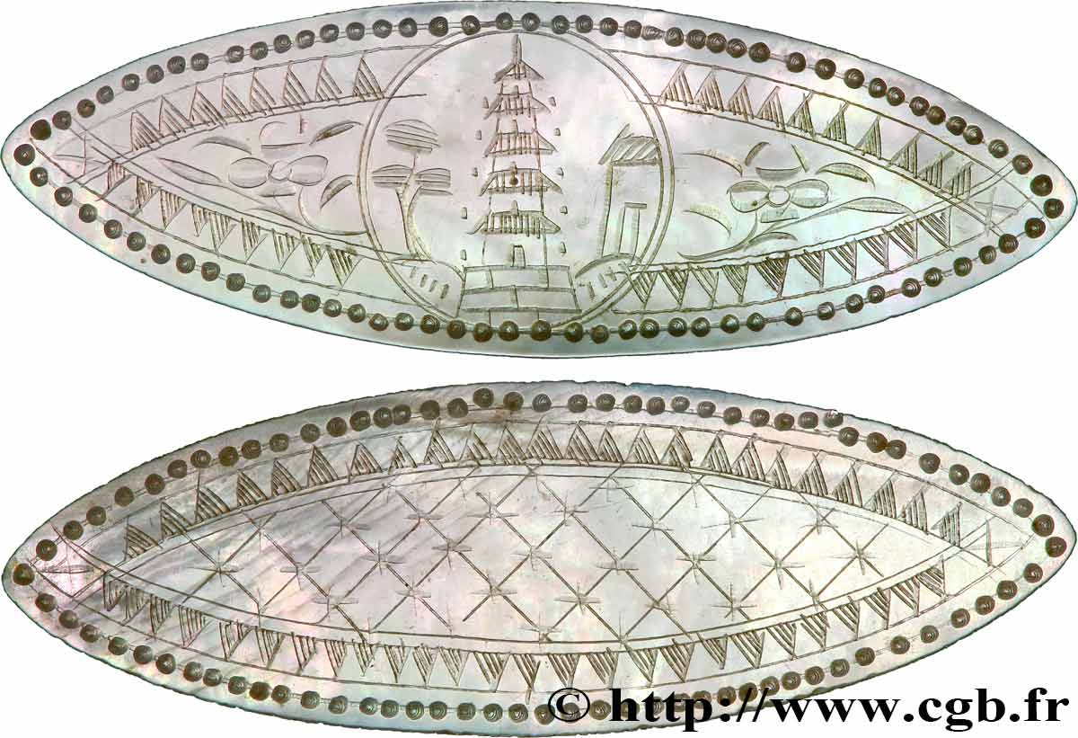 CHINE Jeton de jeux en nacre XIXe  SPL 