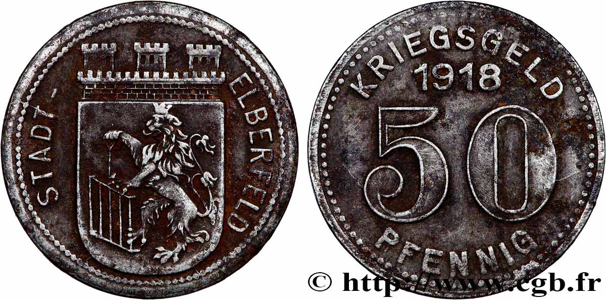 GERMANY - Notgeld 50 Pfennig ville de Elberfeld 1918  XF 