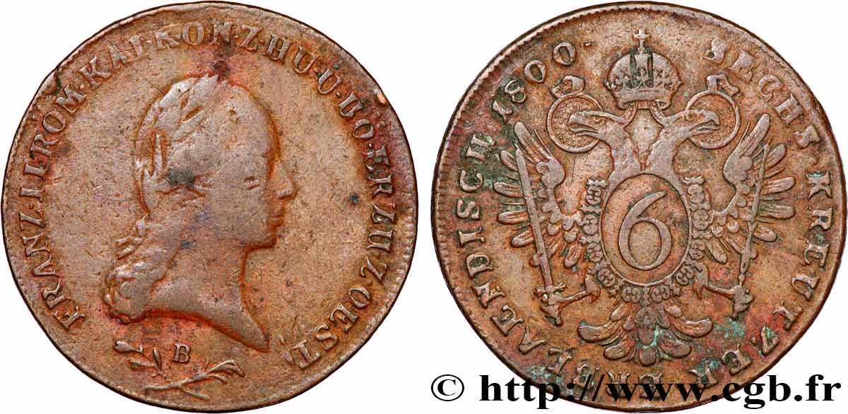 AUTRICHE 6 Kreuzer François II 1800 Kremnitz TB+ 