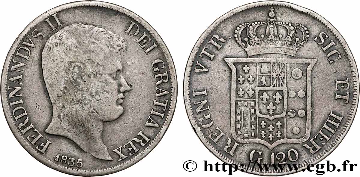 ITALIEN - KÖNIGREICH BEIDER SIZILIEN - FERDINAND II. 120 Grana  1835 Naples fSS 