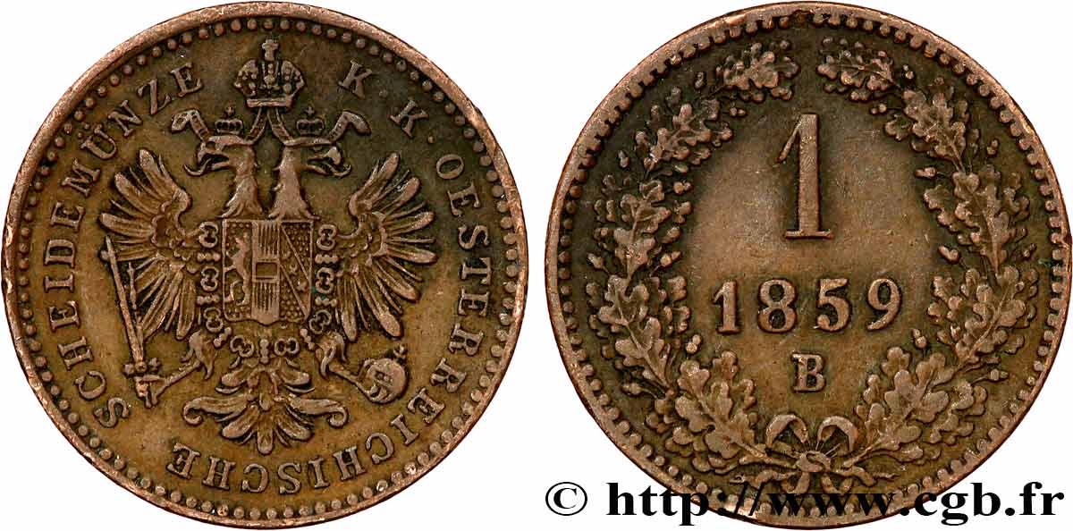 AUSTRIA 1 Kreuzer aigle 1859 Kremnitz MBC 