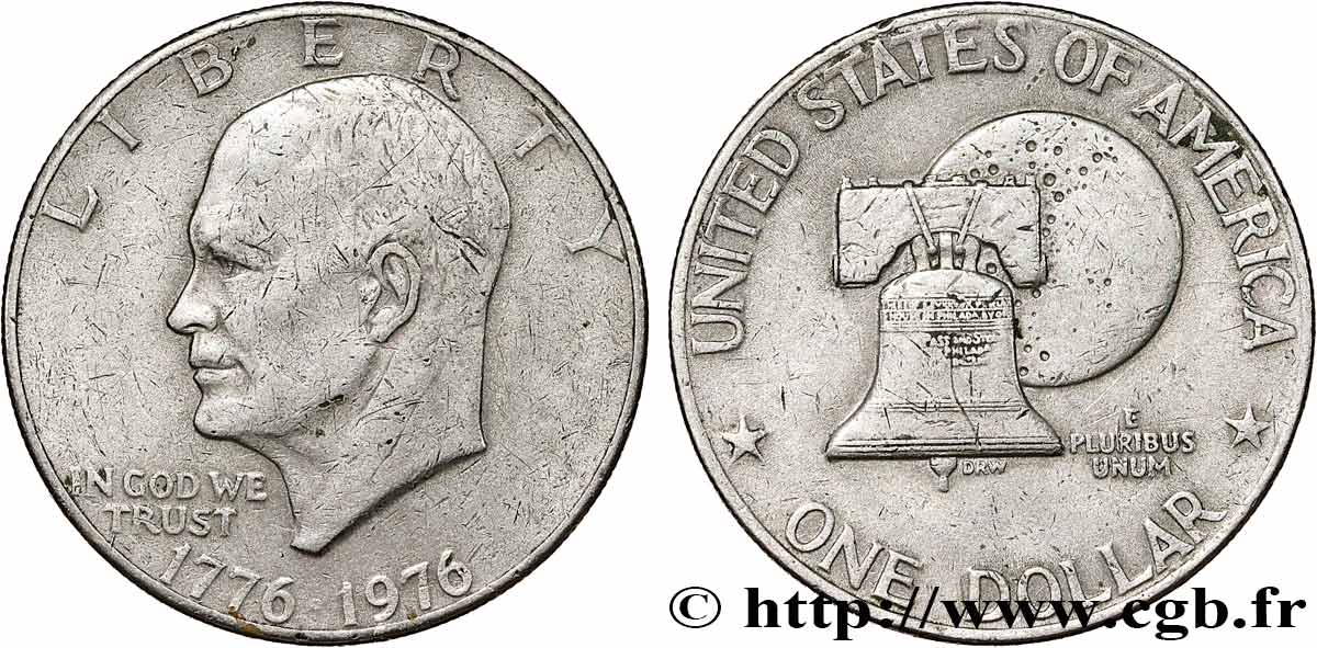 ÉTATS-UNIS D AMÉRIQUE 1 Dollar Eisenhower bicentenaire 1976 Philadelphie TTB 