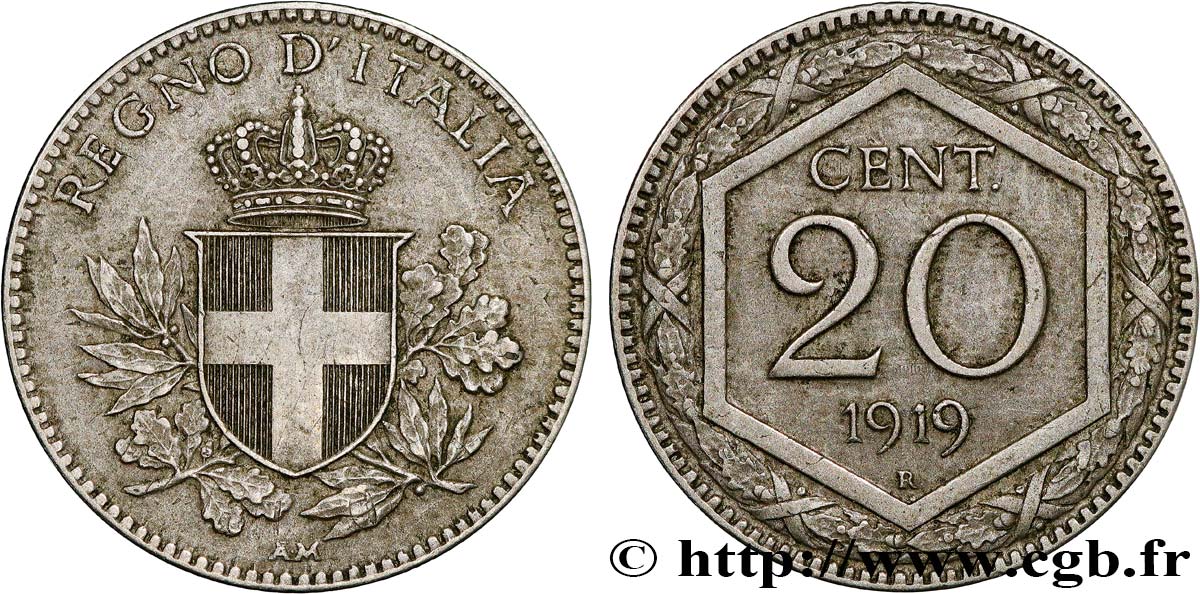 ITALIE 20 Centesimi écu 1919 Rome - R SUP 