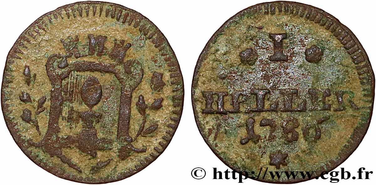 GERMANY - AUGSBURG 1 Heller ville libre Augsbourg 1786  VF 