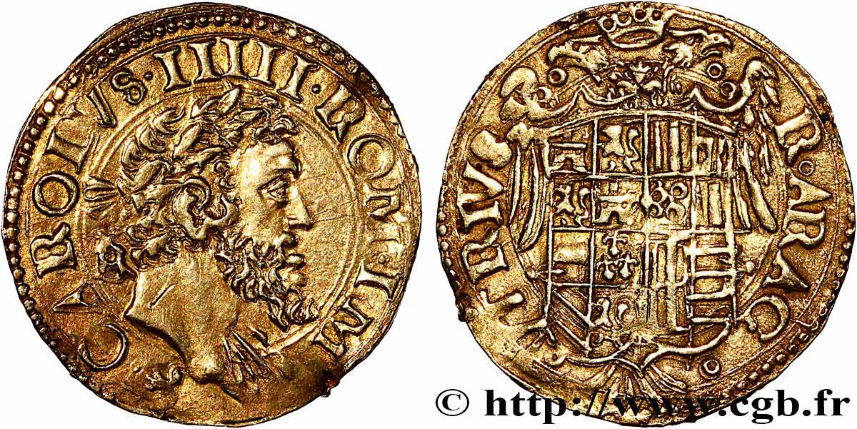 ITALIA - REINO DE NÁPOLES - CARLOS V Ducat d’or n.d. Naples MBC 