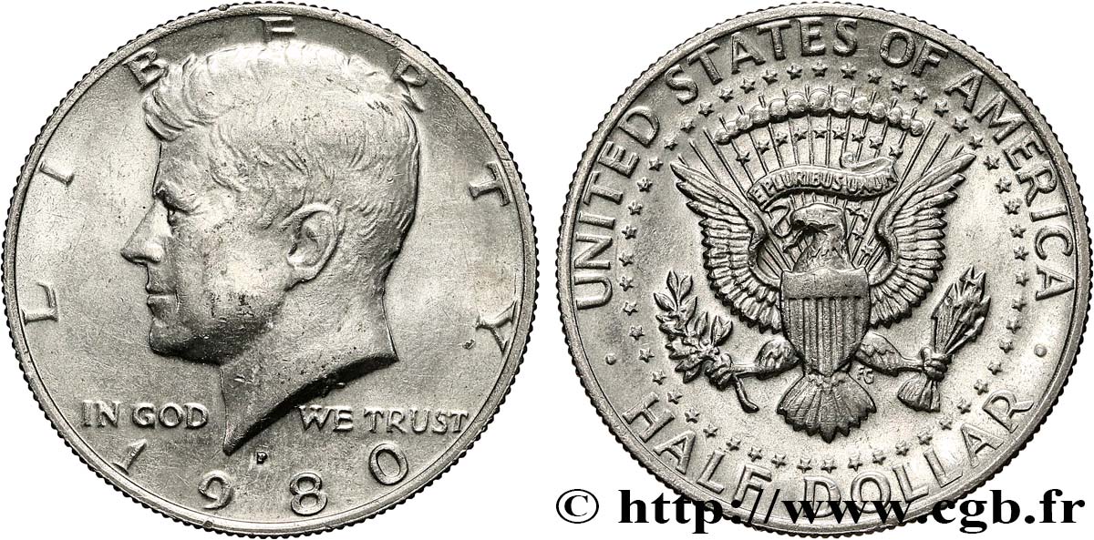 ÉTATSUNIS D'AMÉRIQUE 1/2 Dollar Kennedy 1980 Philadelphie fwo_786676 Monde