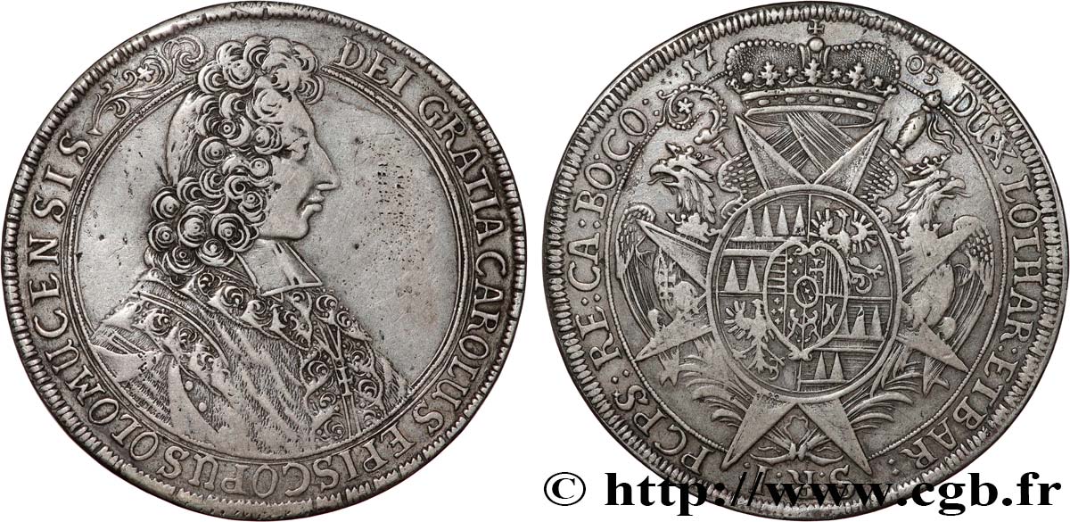 AUSTRIA - OLMUTZ - CHARLES III JOSEPH OF LORRAINE Thaler 1705 Olmutz MBC+ 