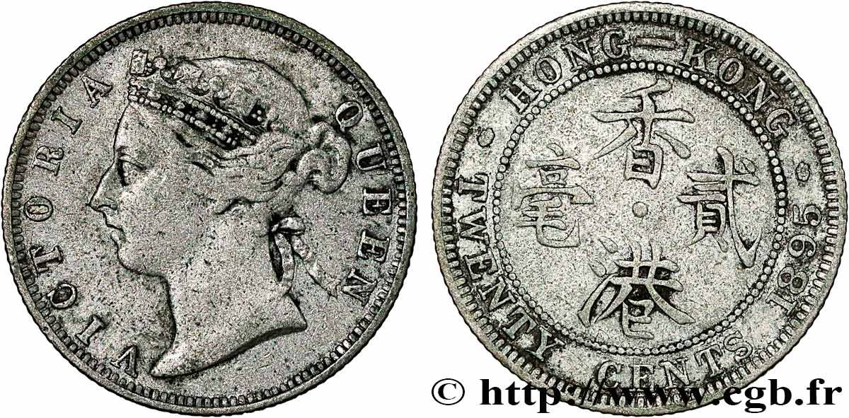 HONG-KONG 20 Cents Victoria 1895  BC 