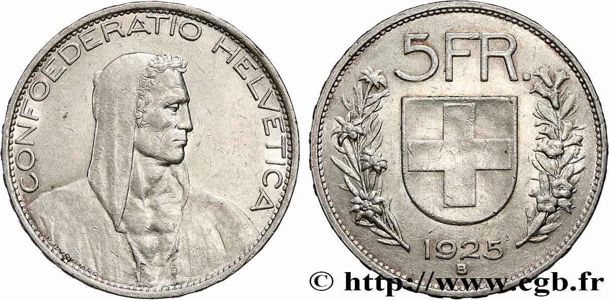 SVIZZERA  5 Francs berger 1925 Berne BB 