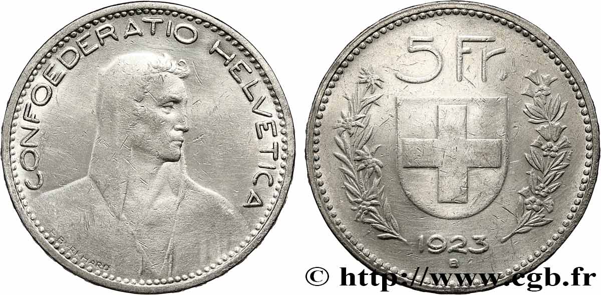 SWITZERLAND 5 Francs Berger 1923 Berne VF 