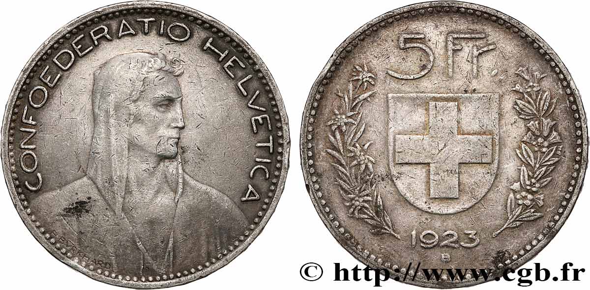 SWITZERLAND 5 Francs Berger 1923 Berne VF 