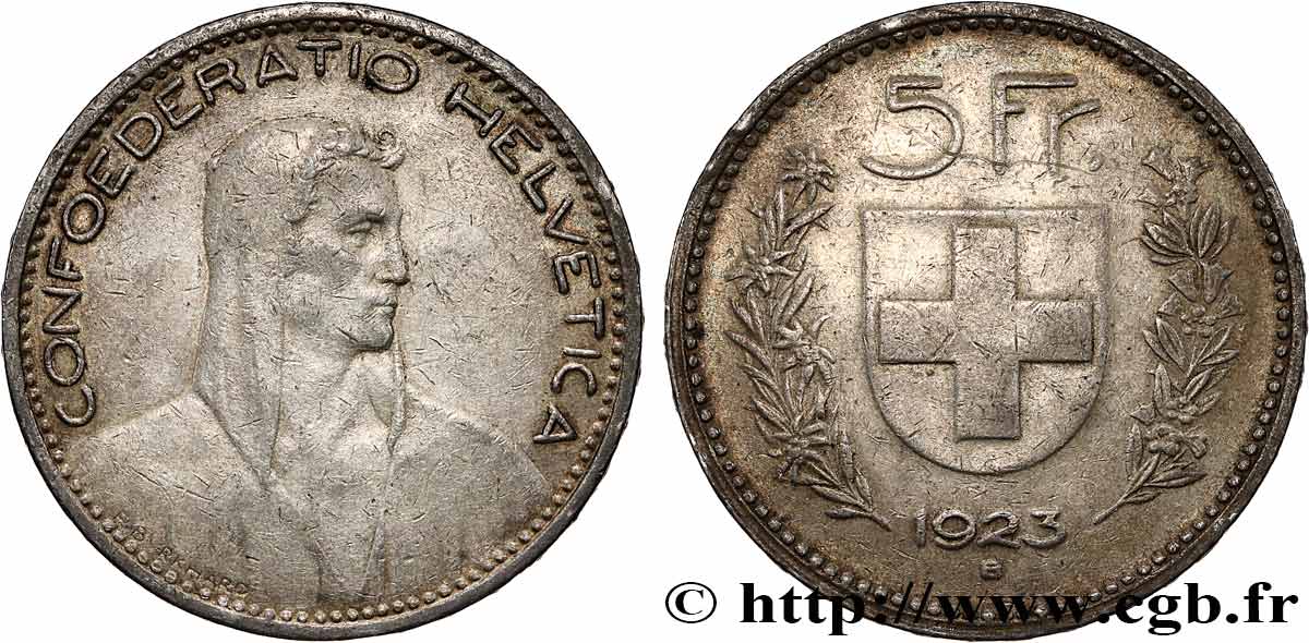 SVIZZERA  5 Francs Berger 1923 Berne q.BB 