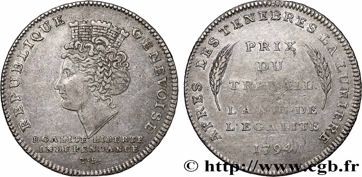 SUISA - REPUBLICA DE GINEBRA 1 Genevoise (10 Décimes) 1794  MBC 