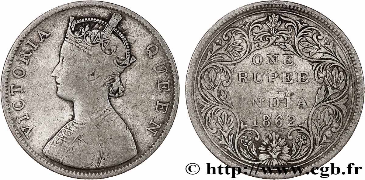 BRITISCH-INDIEN 1 Roupie Victoria 1862 Calcutta S 