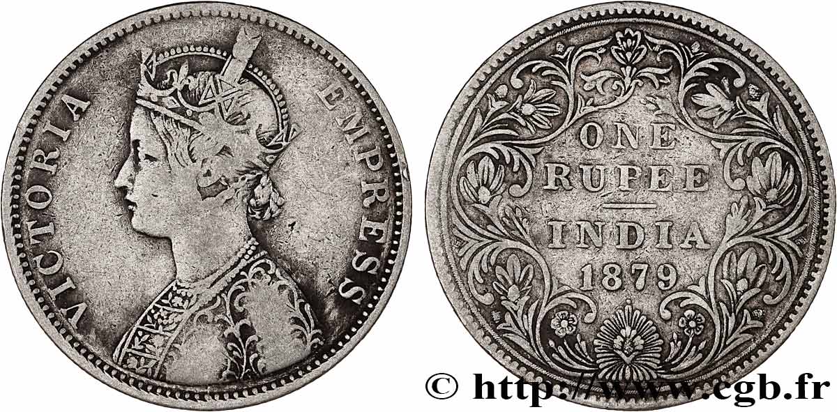 BRITISCH-INDIEN 1 Roupie Victoria 1879  Bombay fSS 