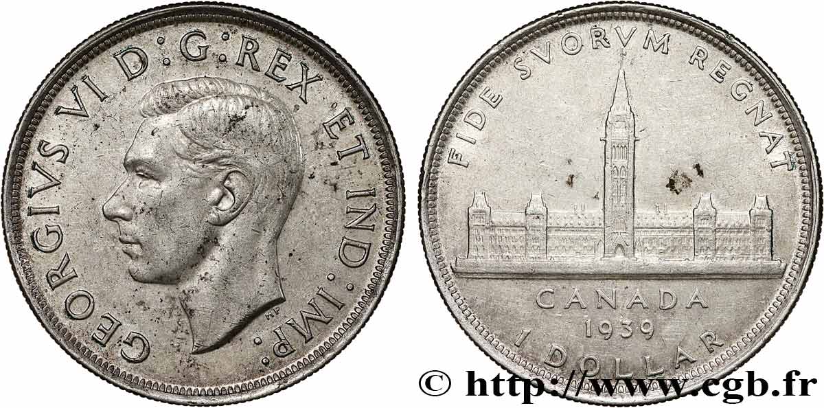 CANADA 1 Dollar Georges VI - visite royale au parlement 1939  TTB+ 