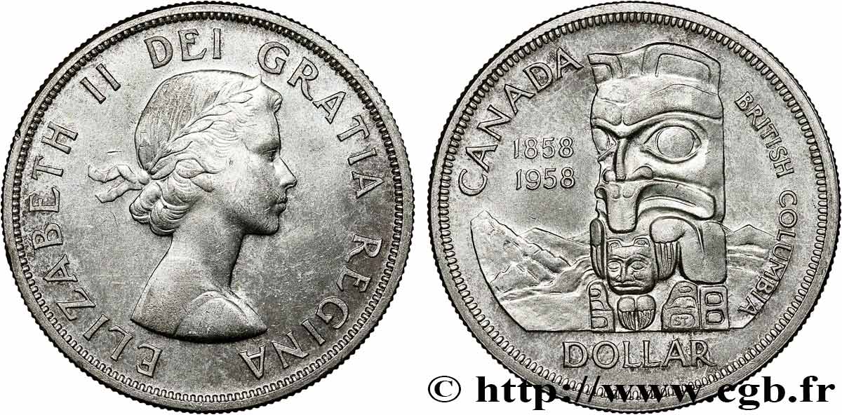 CANADA 1 Dollar Elisabeth II / Colombie Britannique 1958  AU 