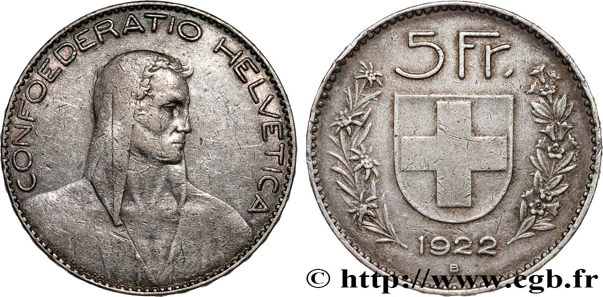 SUIZA 5 Francs Berger 1922 Berne BC+ 
