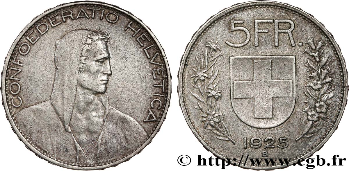 SUISSE 5 Francs berger 1925 Berne TTB 