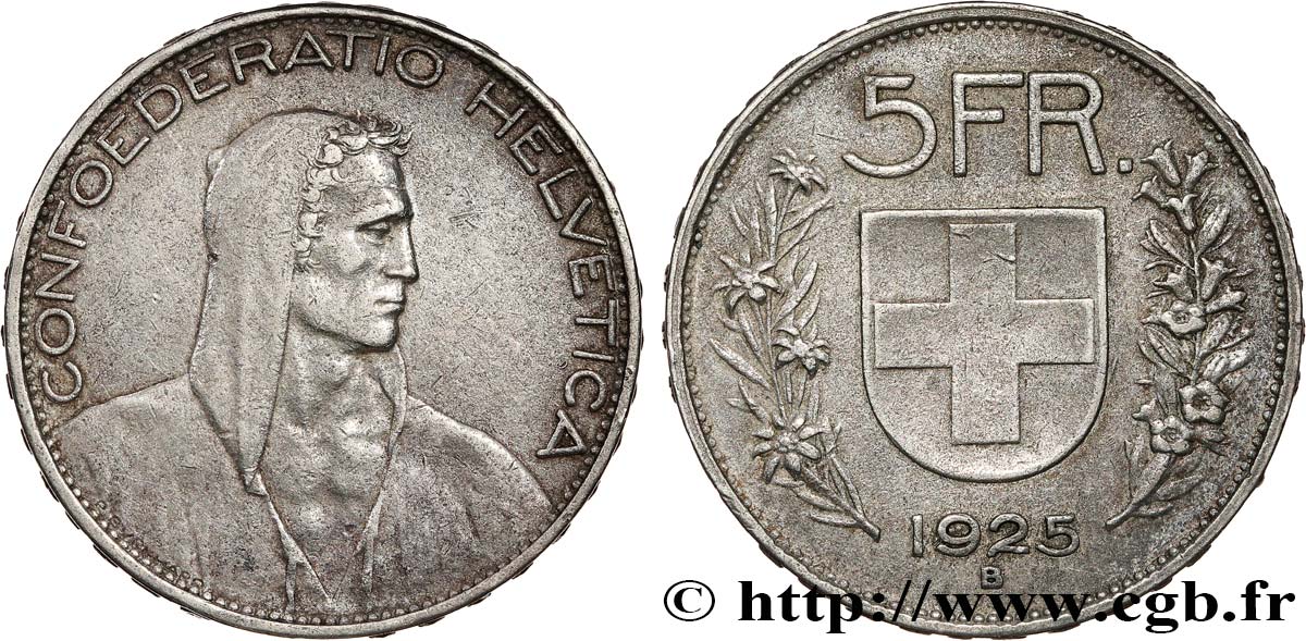 SWITZERLAND 5 Francs berger 1925 Berne XF 