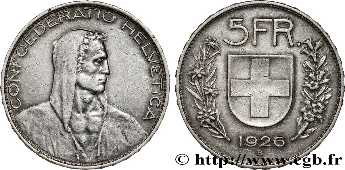 SCHWEIZ 5 Francs Berger 1926 Berne SS 